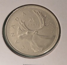 1990 CANADA  25 Cents  - Circulated - Inv#Z-858  🇨🇦