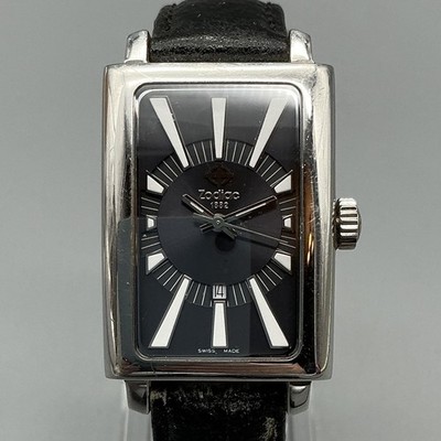 Zodiac Mens Watch 26mm Black Dial Date Leather Swiss Made ZO3401