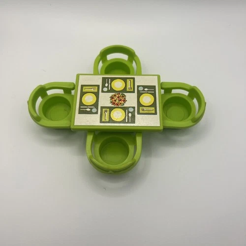 Fisher Price Little People Green Dining Room Table & Chairs. Vintage 1970’s