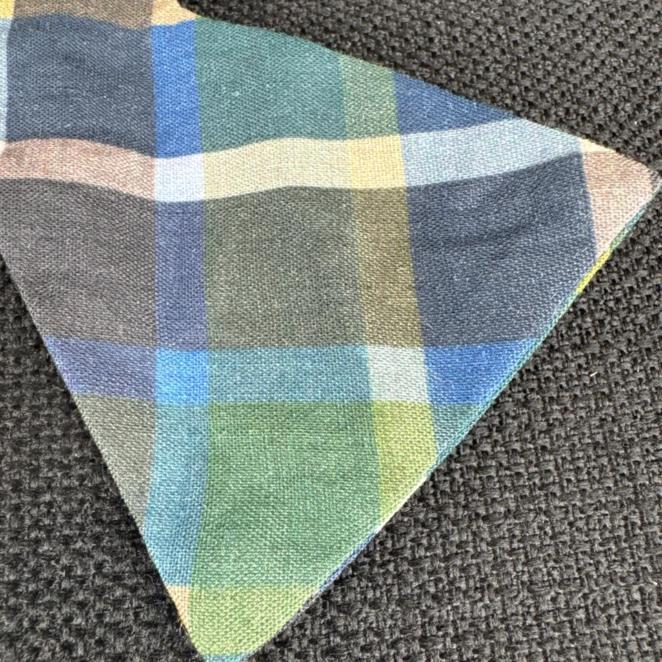 Pajarita a cuadros The Tie Bar para hombre 100 % lino ajustable 13,5"-18,5" x 3,25" Foto 3 de 4