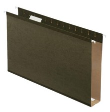 Extra Capacity Reinforced Hanging File Folders, 2", Legal Size, Standard Gree...