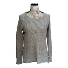 Athleta 90% Cashmere Waffle Knit Gray Sweater XXS Lodge Speck Pullover Cozy Luxe