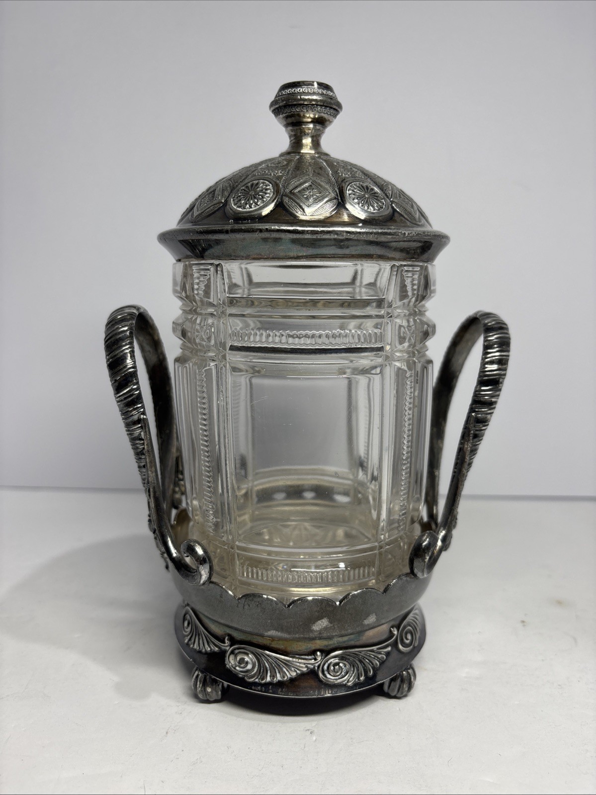 Antique Middletown Silver plate Sugar Jar-Very Intricate Lid