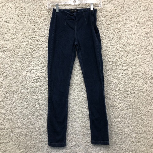 Theory Jeans 0 Womens Blue Skinny Fit Denim Dark Wash Casual Side Zip Modern