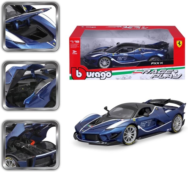 Burago 1/18 Ferrari Fxx K Evo 27 Blau Modellbau Statisches Modell Diecast-image