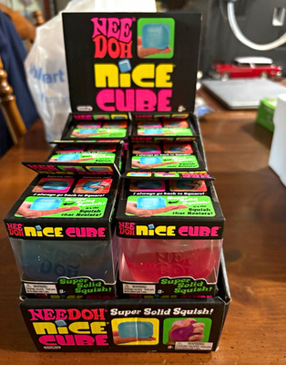 NeeDoh Nice Cube Squeeze Ball, Super Solid Squishy Stress Reliever. Lot 12 pack