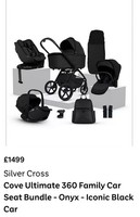 Silver Cross Cove Travel System Ultimate 360 Infant Carrier Bundle Black Onyx