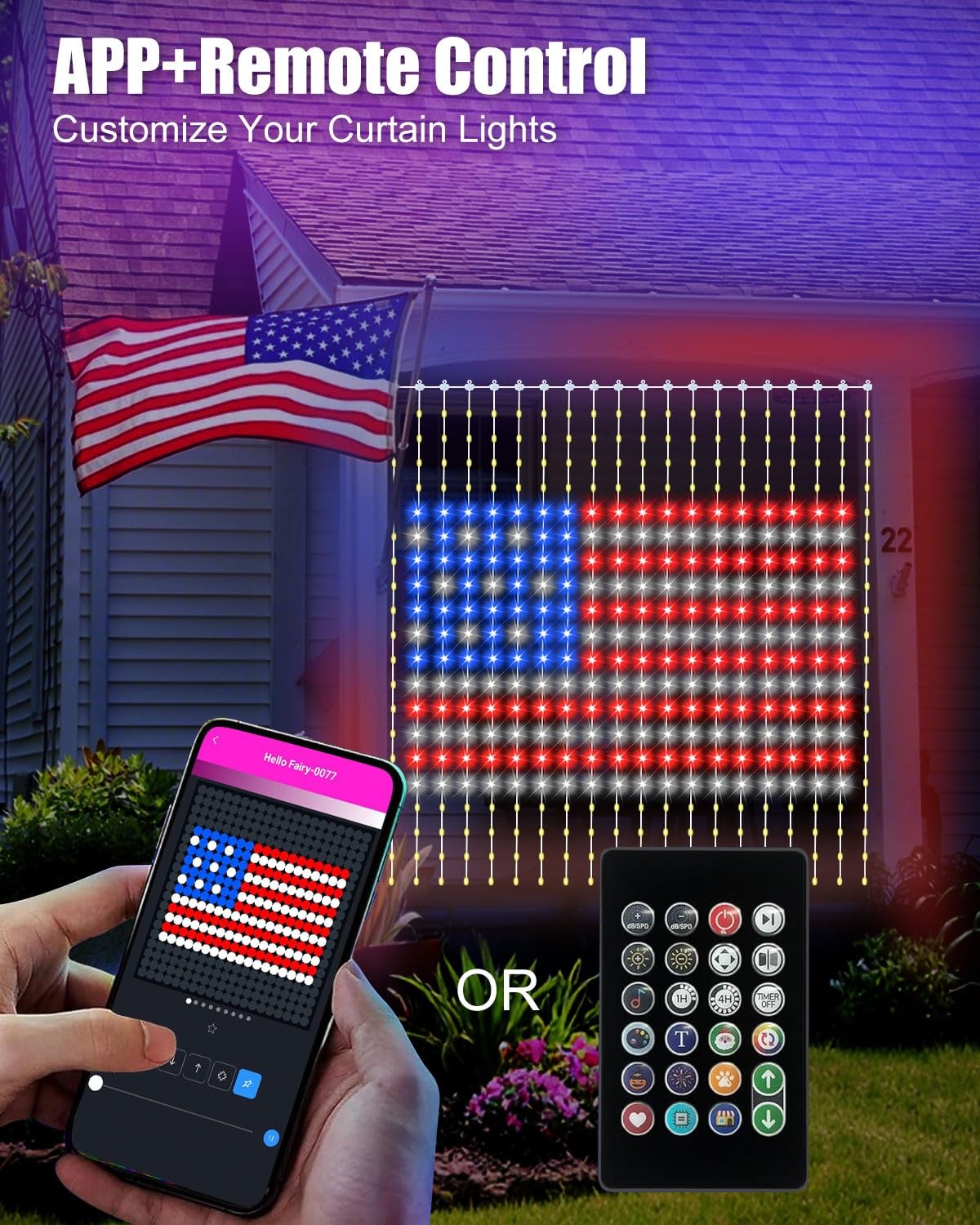 IC ICLOVER 6.6FT 400 LED Smart Color Changing Curtain Lights w/Remote & App