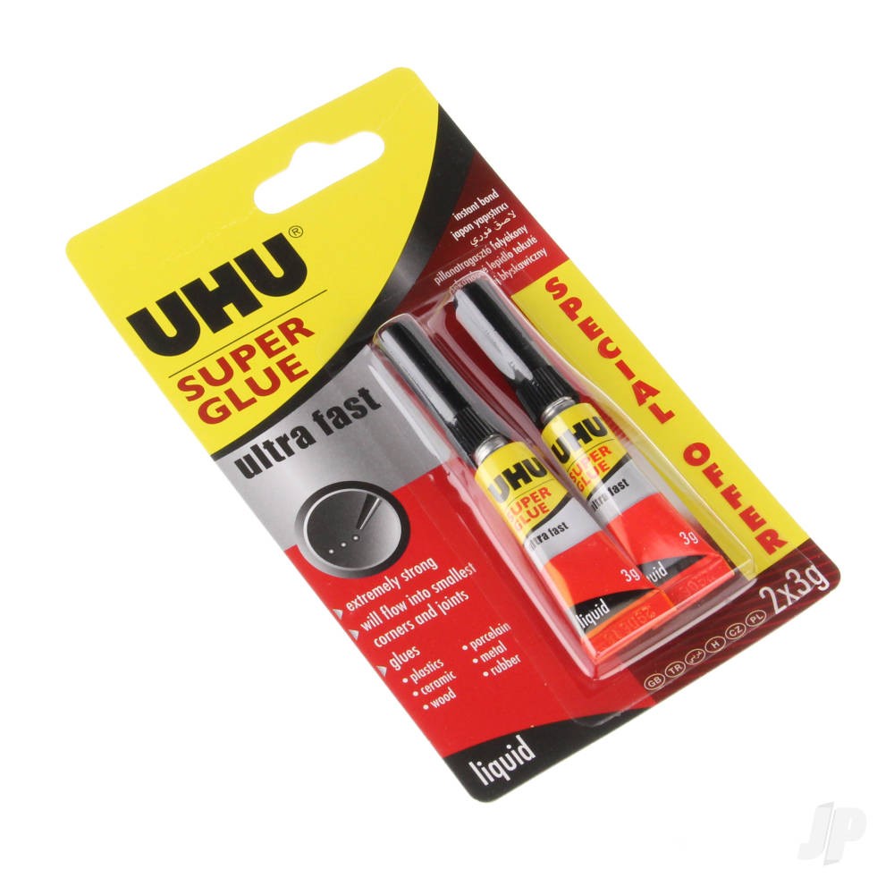 UHU 3-62686 Super Glue Ultra Fast Liquid 2x3g Blister (Packaging May Vary) - Image 3