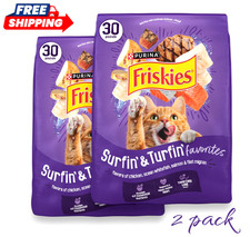 Purina Friskies Surfin Turfin Dry Cat Food Chicken Fish 30 lb 2 Pack