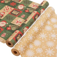 Geschenkpapier Weihnachten Set 2 Rollen 43Cm X 15M Kraftpapier FüR Geschenke