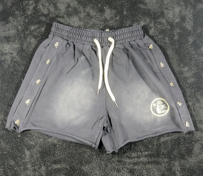 Hellstar Men's Gray Fleece Sweat Shorts Logo Drawstring Pockets Elastic Waist