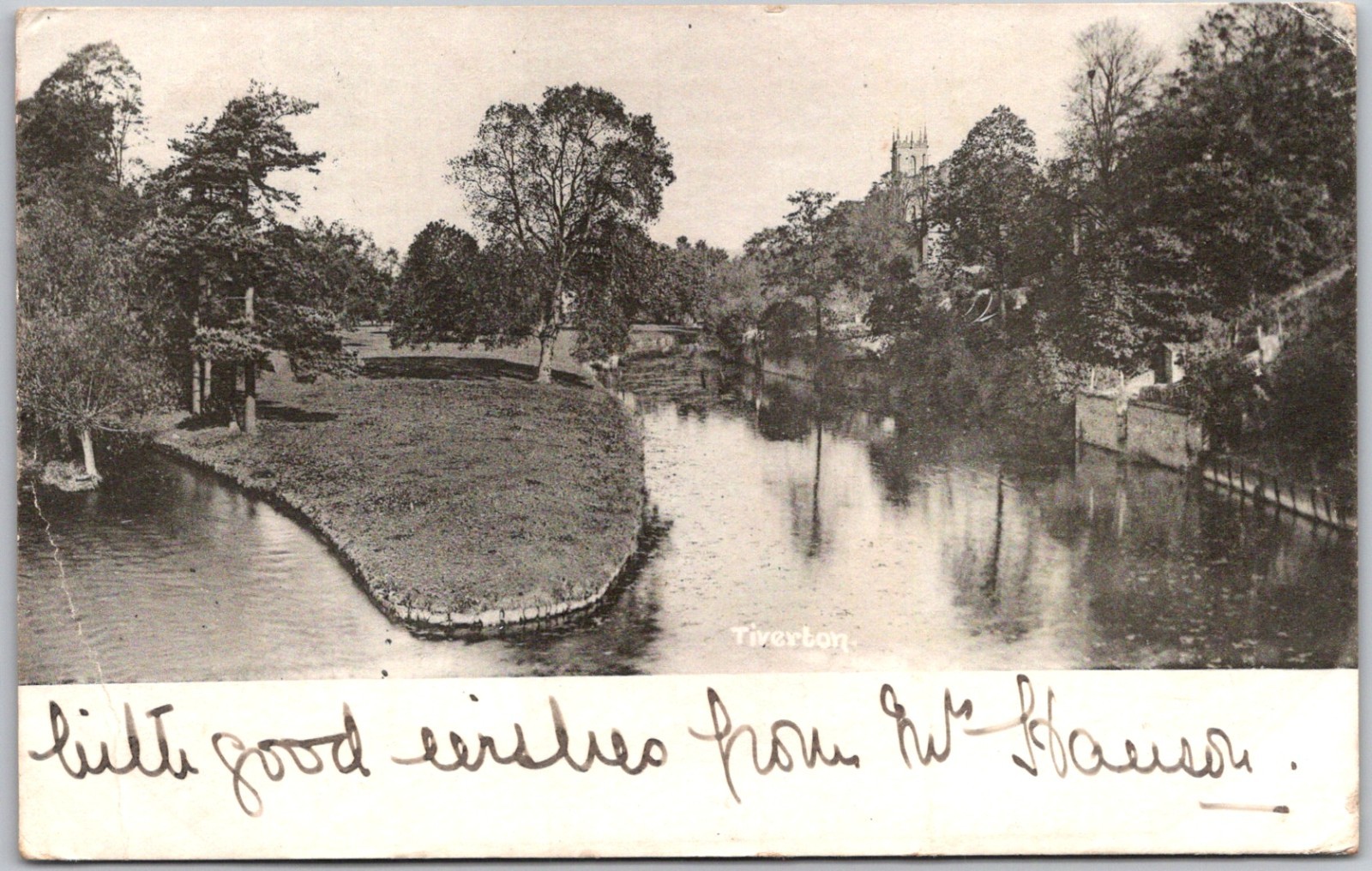 Antique RPPC UDB Tiverton Devon England River Exe & Lowman England UK c1902
