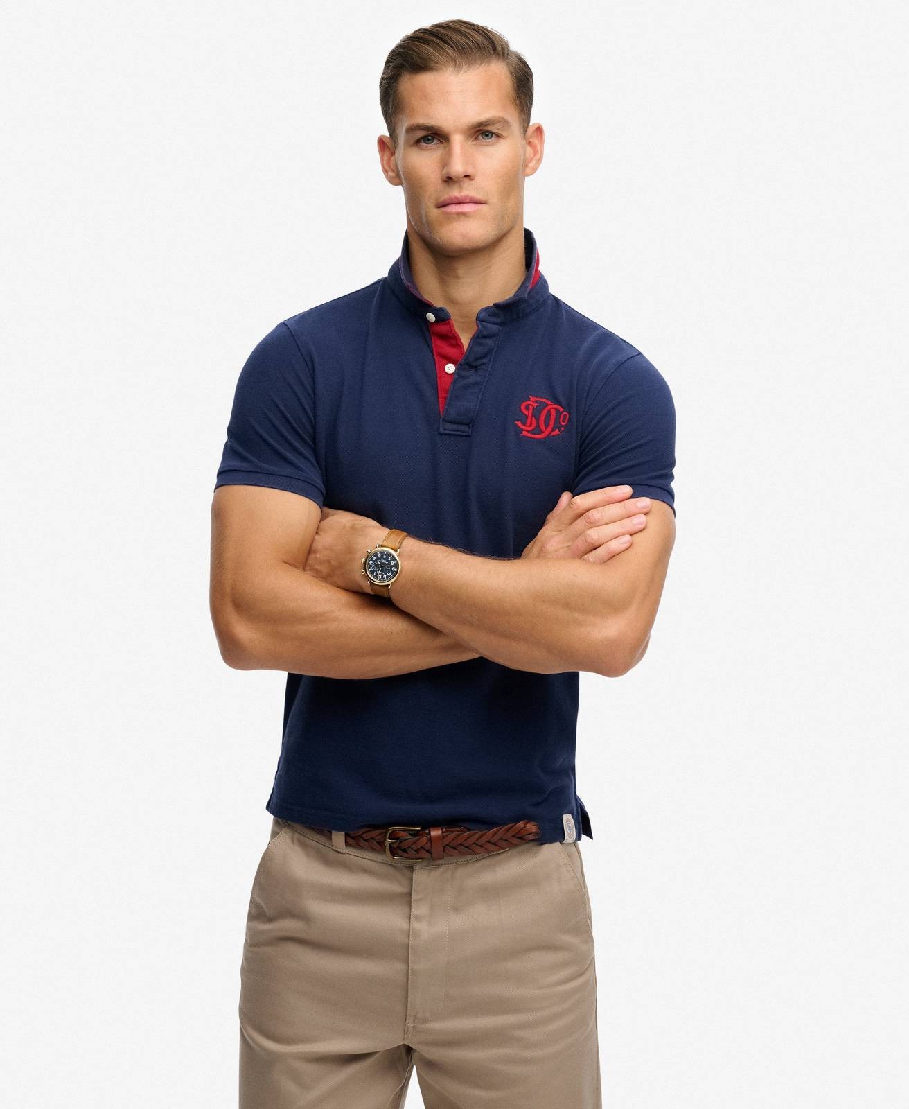 Superdry Poloshirt Piquet Monogram Blau - Gre XL Herrenbekleidung Poloshirt 12590₽