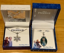 Frozen 2 Anna Elsa Snowflake Necklaces Shiny Set Sterling Silver BRAND NEW
