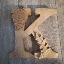 Boho Rustic Wall Decor Wooden Letter Monogram Floral "K" Large Letter Letter