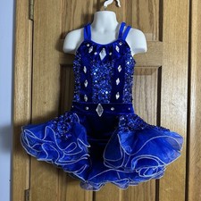 Glamour Costumes 3 Piece Royal Blue Velvet Sequin Rhinestone Dance Costume MC