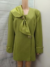 ML Studio Womens Blazer Jacket Sz 16 Green Embellished Rhinestone