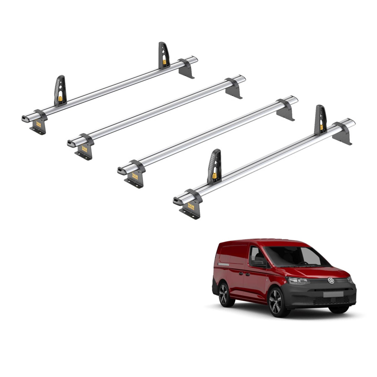 VW Caddy Roof Rack for 2020+ [Maxi] 4x Roof Bars - Van Guard Plus