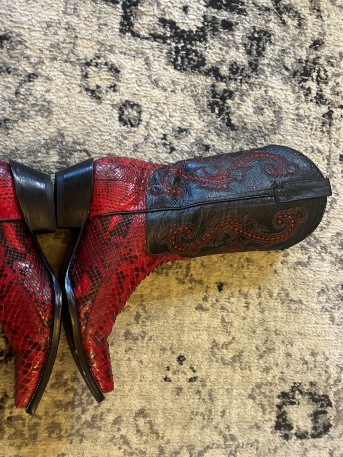 Circle G Red Python Leather Red Black Womens Size… - image 8