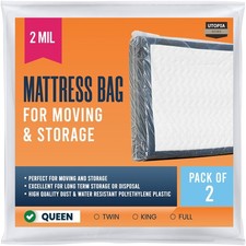 Utopia Home Queen Size Mattress Cover for Moving 2 Pack of 2 , 2 Mil