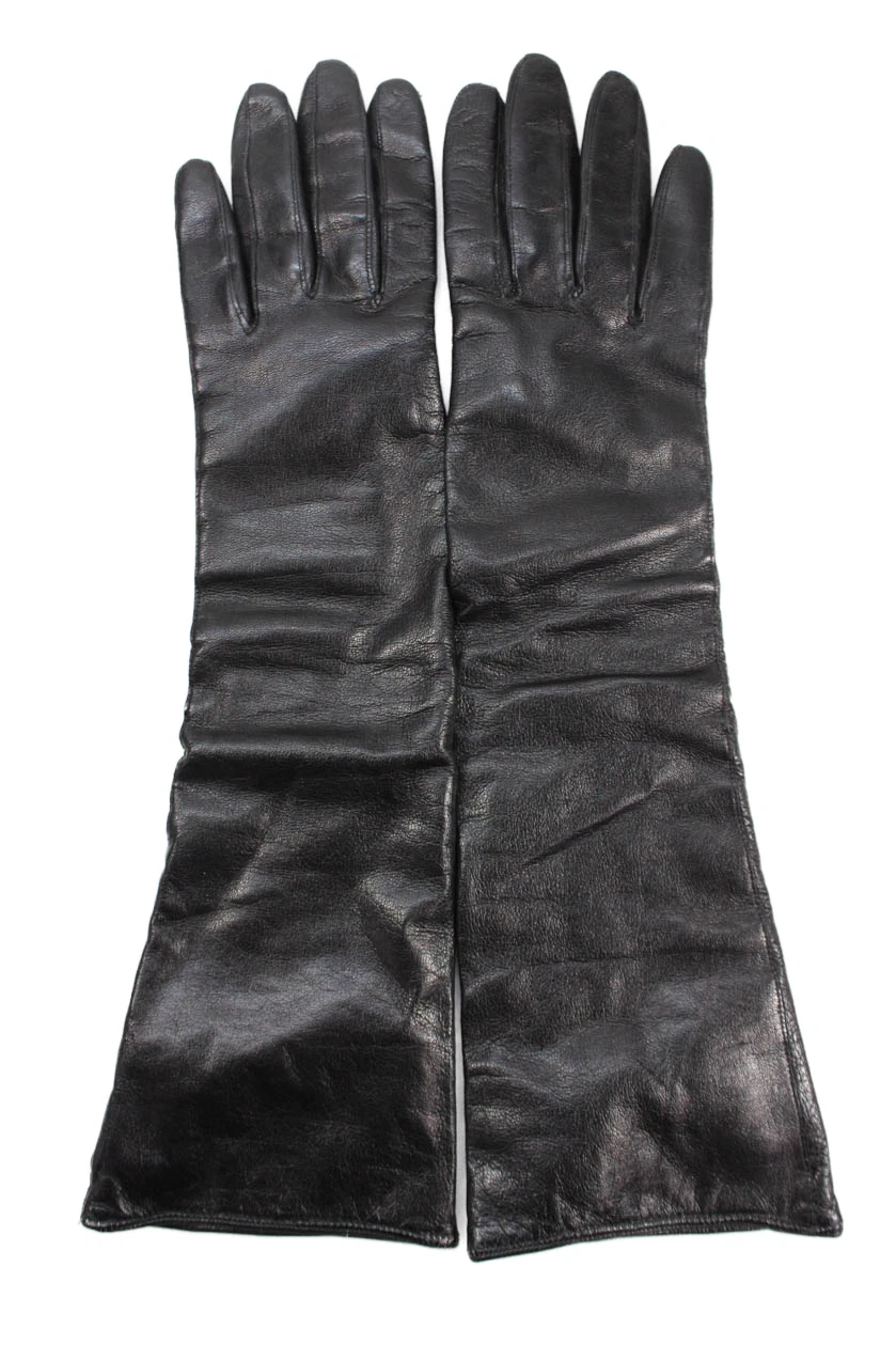 Madova Womens Leather Wool Angora Lined Gloves Black Size 7