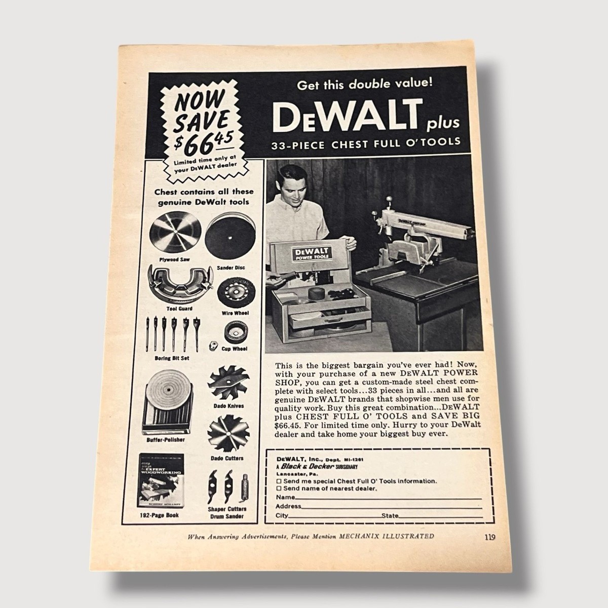 1961 DeWalt Plus 33 Piece Chest Full o Tools Vintage Ad Z | eBay
