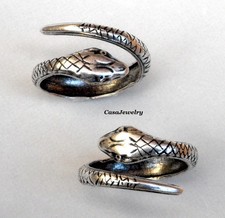 4229 ANTIQUED .925 STERLING SILVER PLATED ADJUSTABLE SNAKE RING