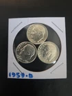 1959-D = x3, Roosevelt Dimes, 90% Silver, Uncirculated, You Get 3 In One.