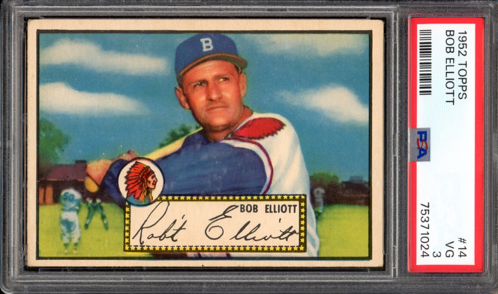 1952 Topps #14 Bob Elliott PSA 3 Vintage Baseball Card (1024)