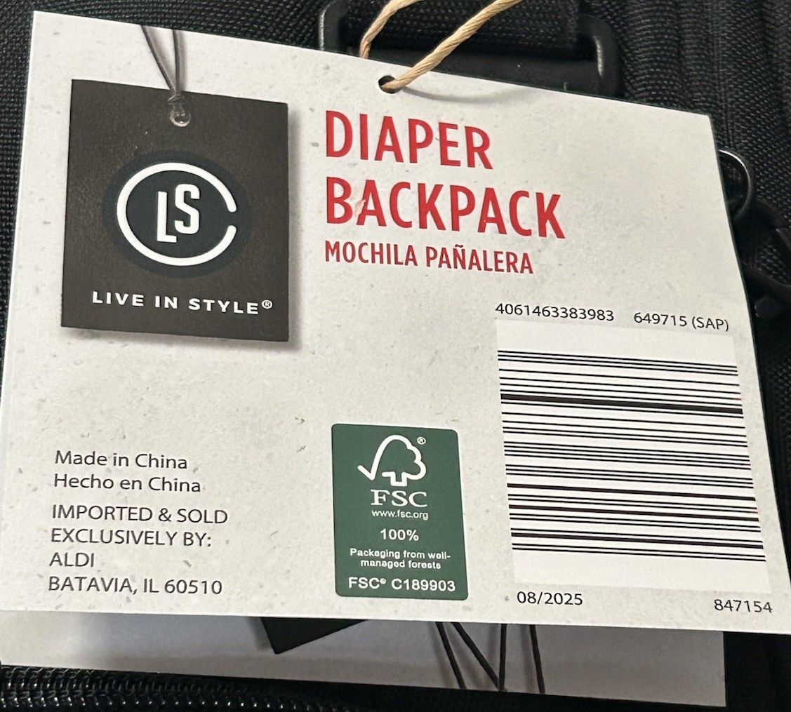 Live In Style Diaper Bag Backpack With Changing Pad Black New