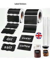 Black Waterproof Reusable Label Stickers With White Chalk For Mason Jars, Craft