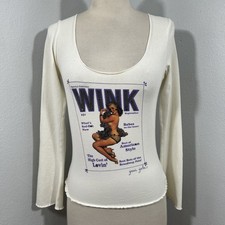 Vtg Joomi Joolz Top Womens S Wink Design Crystal Sexy Rare Romantic Shirt Y2K