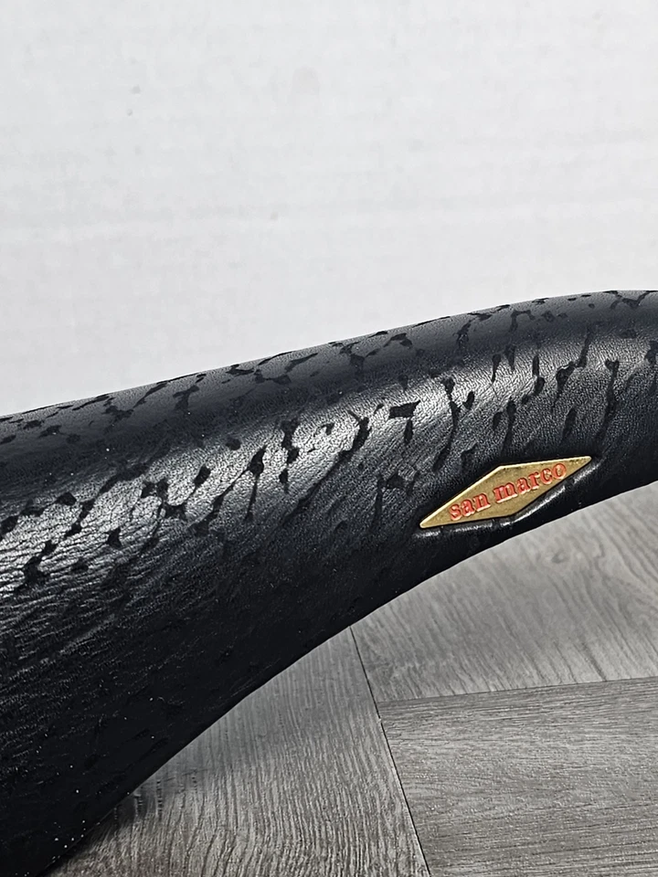 Sillín de bicicleta de carretera vintage SELLE SAN MARCO ROLLS cuero grano búfalo negro Foto 2 de 4