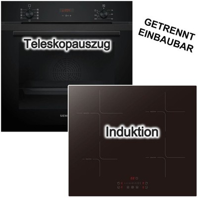 Siemens Backofen Set PKM Induktionskochfeld Schwarz 3D Heißluft Booster Slider