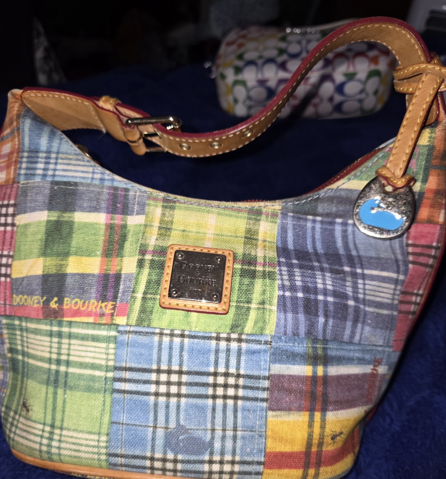 Dooney & Bourke Plaid Patchwork Multicolor Should… - image 4