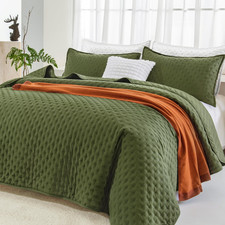 Andency Olive Green California King Size Quilt Bedding Set 112X104 Inch 3