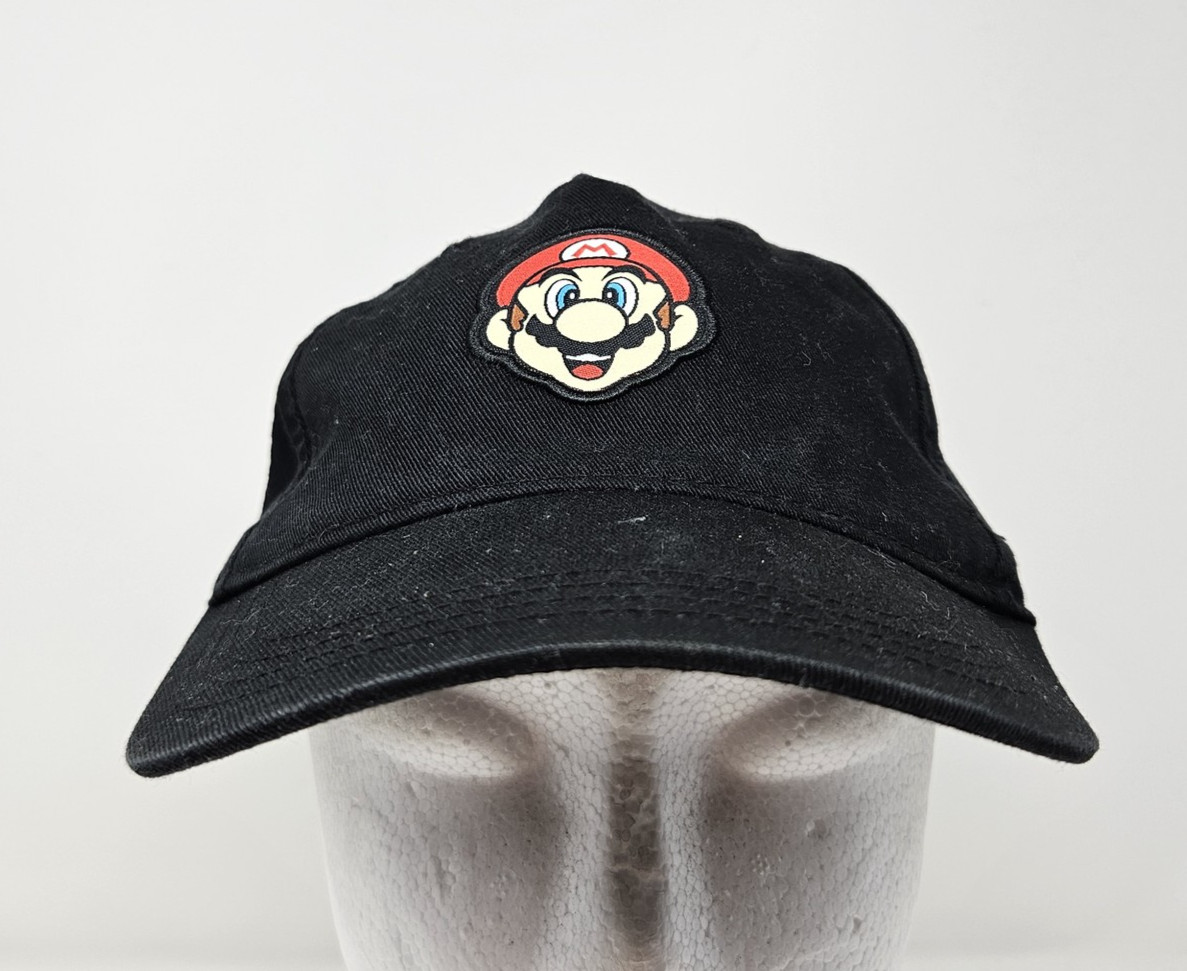 Super Mario Hat Cap Snap Back Black Patch Cartoon… - image 1