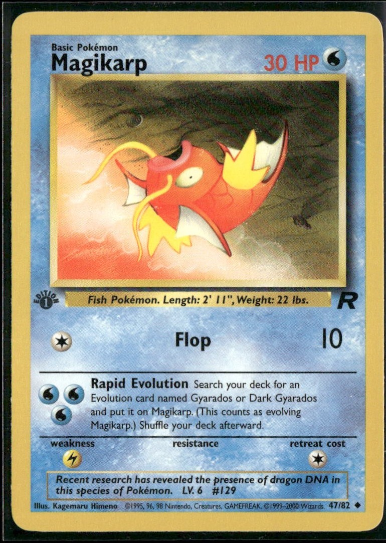 Magikarp 47/82 Uncommon Team Rocket Pokemon 1st Edition Near Mint