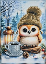 Little Owl Bead Embroidery Kit DIY Craft Kit Needlepoint Beadwork b140