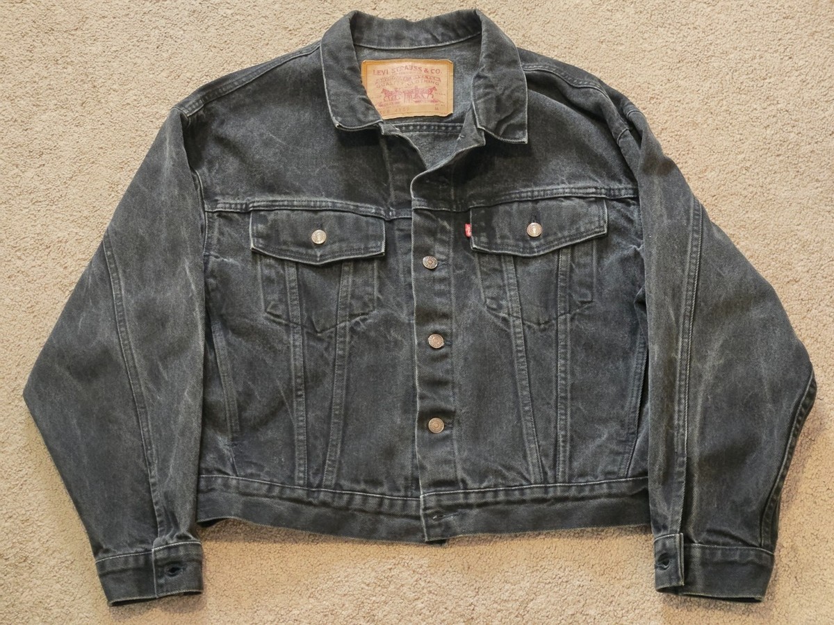Vintage VTG 90s Levi's Black Denim Jean Jacket Medium Relaxed