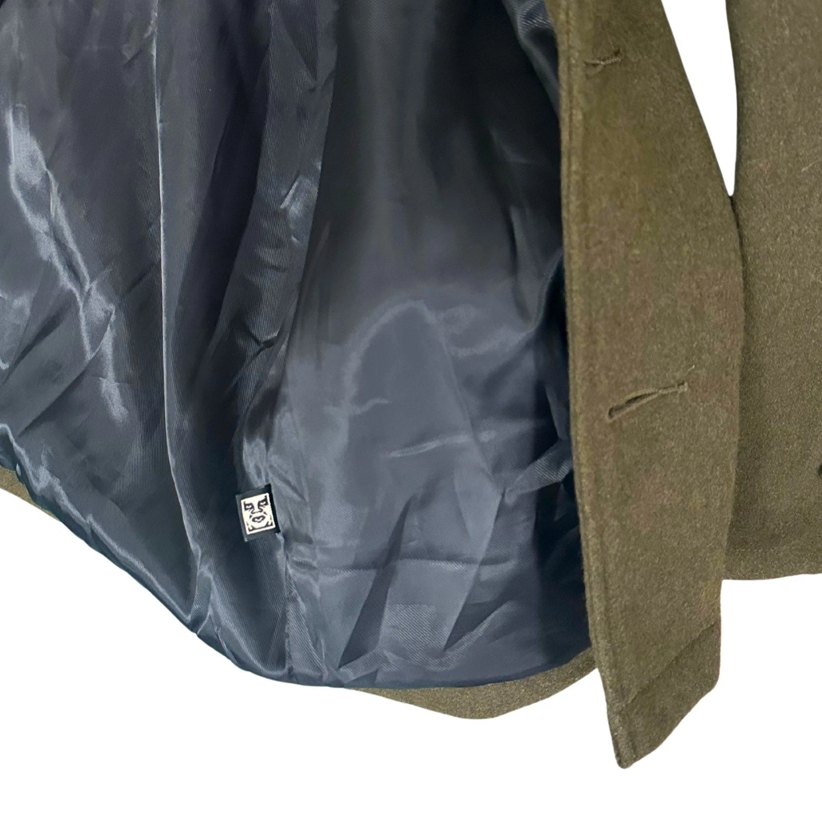 Obey Propaganda Wool Blend Field Jacket Mens Medium Olive Green Utility Coat - product detail image 10