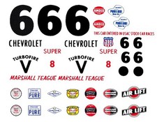  6 Marshall Teague 1955/56 Chevrolet 1/43rd Scale Slot Car Waterslide Decals