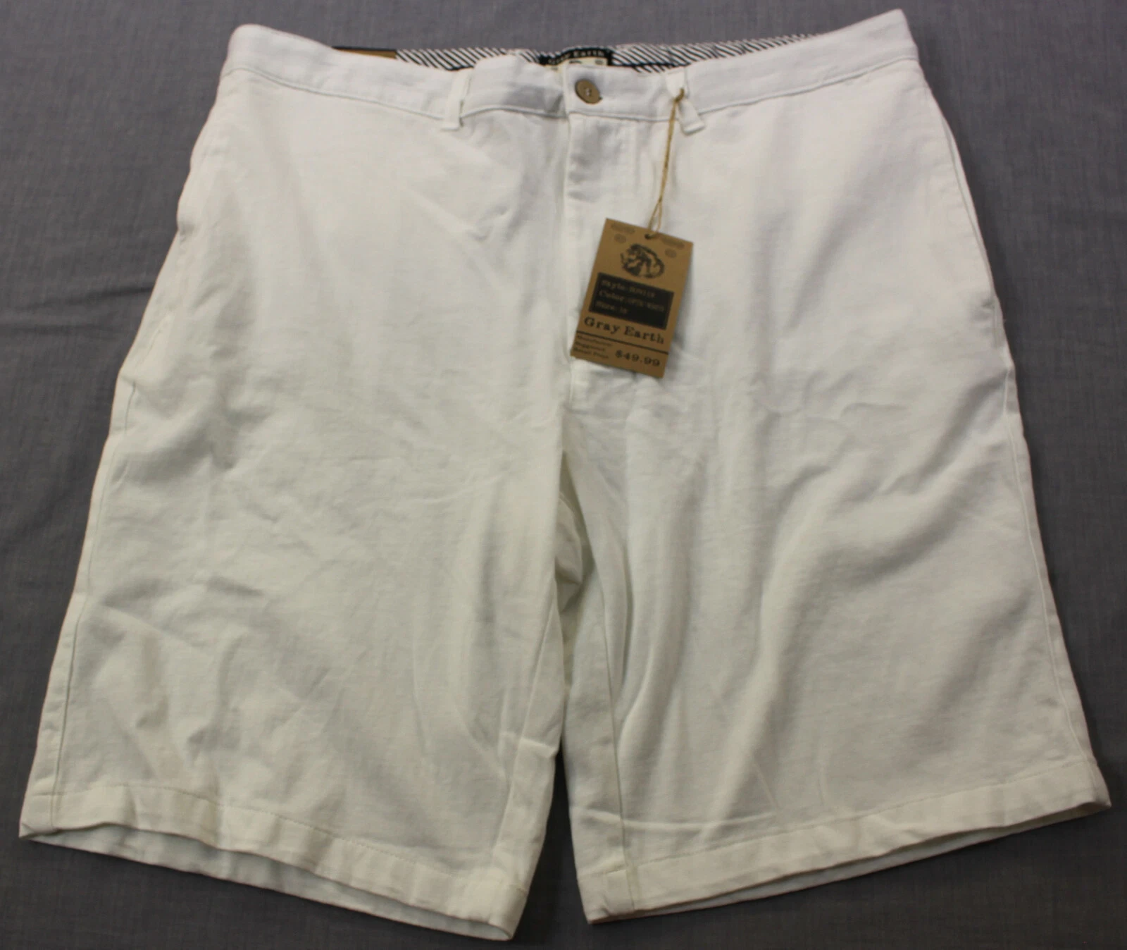 Gray Earth Mens Optic White 100% Cotton Chino Shorts NWT 38 $50
