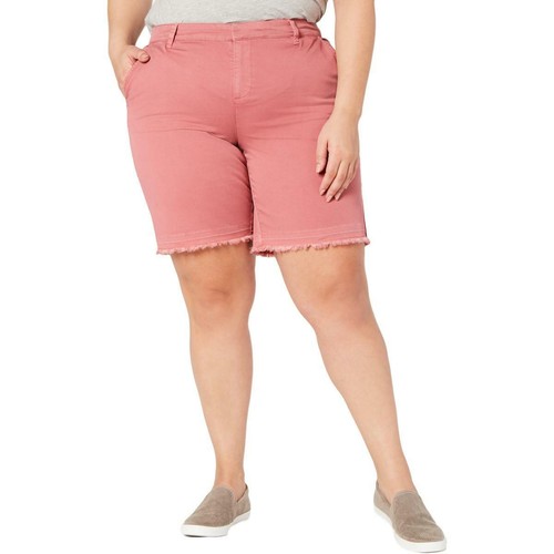 MID RISE FRAYED HEM BERMUDA SHORTS 18W 