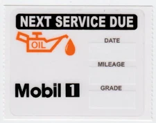 50 Mobil1 Mobil 1 LOGO STATIC CLING OIL CHANGE REMINDER STICKERS DECALS FREE S/H