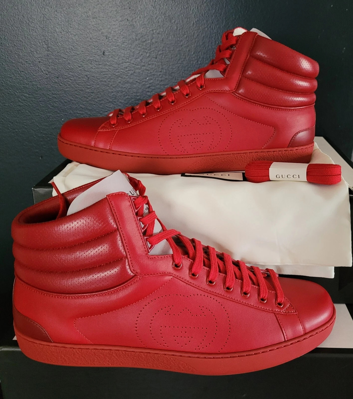 NEUF AUTHENTIQUE GUCCI ACE HIGH « GG ROUGE » HOMME GUCCI 8,5 (US 9)