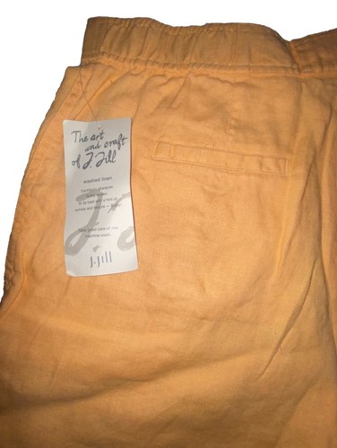 J. Jill Orange 100% Linen Button And Zipper Summer Shorts size 12 Large Pockets - Picture 7 of 8