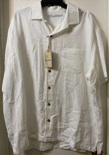 Roundtree  York Caribbean Hawaiian S/S Mens Shirt LT Color White Leaf Tag 69