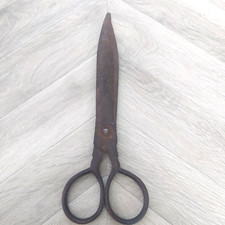 Antique Primitive RARE  BIG Hand Wrought Iron Scissors 19th Century Old Shears